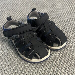 Stride Rite Black and Blue Sporty Sandals with Velcro